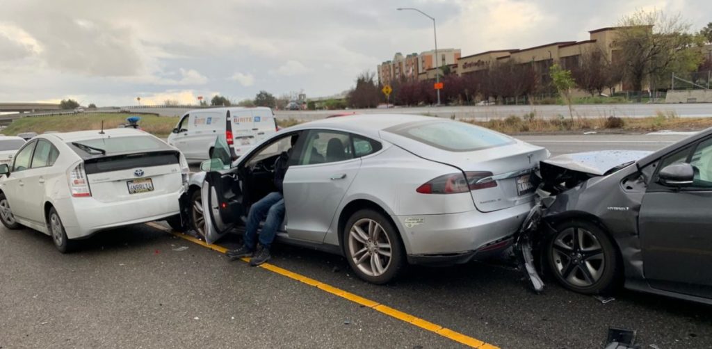 Crash photo from pileup car accident